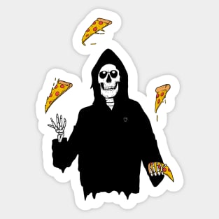 Grim Reaper Juggling Pizza Sticker